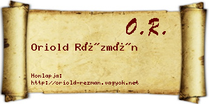 Oriold Rézmán névjegykártya